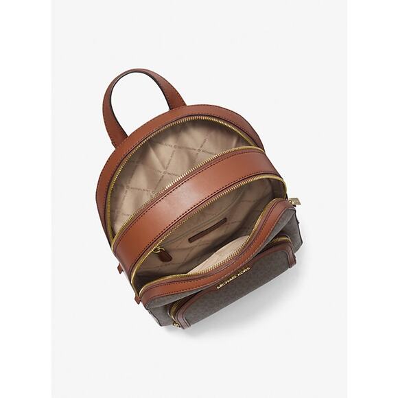 Michael Kors Medium Logo Backpack Brown Monogram NWT - Picture 4 of 5